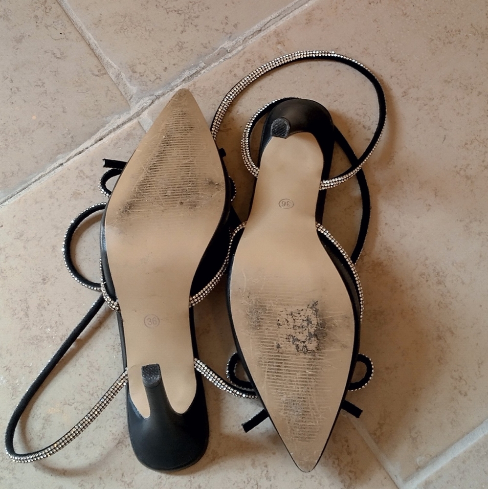 Rhinestone Bow Strappy Heels Pumps Size 36/5.5 - Picture 12 of 16